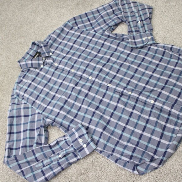 Bonobos Shirt Mens Large Blue Plaid Slim Fit 100% Cotton Long Sleeve Button - Picture 7 of 14